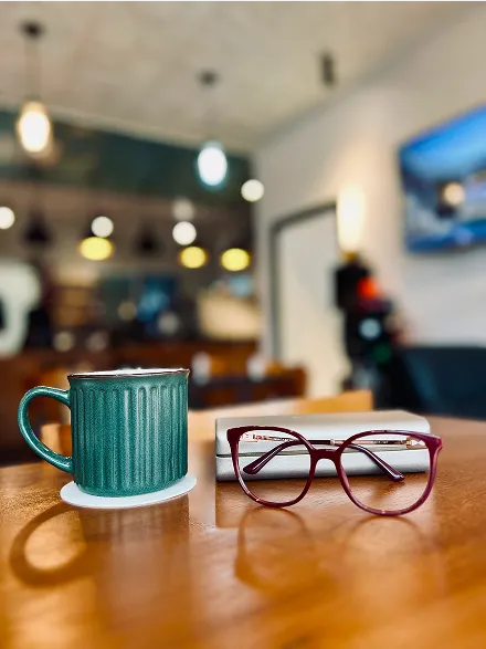 Glasses with coffee cup